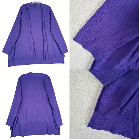Eileen Fisher Sweater Women’s Size XL Purple Merino Wool Open Cardigan Knit - Picture 1 of 8